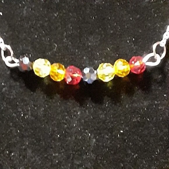 Handmade Multicolored Crystal Necklace 18" - Picture 4 of 4